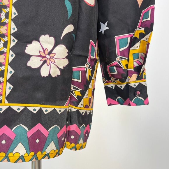 NWT Johnny Was Rosalynda Silk blend Floral Button-Up Blouse Shirt Multicolor XS - Picture 8 of 13